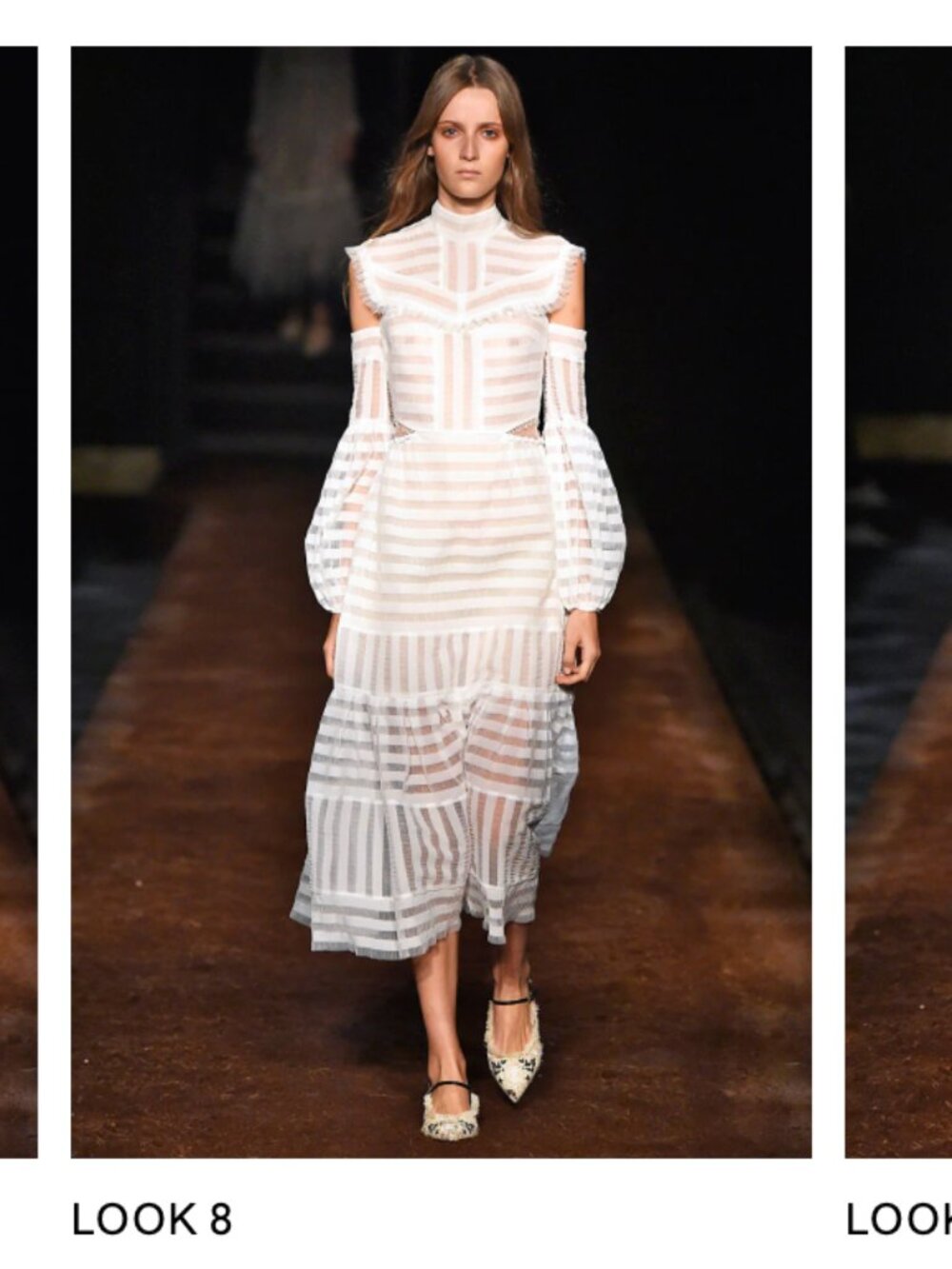 Erdem Abrielle Ivory White Stripe Silk Lined Tiered‎ Midi Dress US 4 SS16 Bridal - Picture 6 of 12